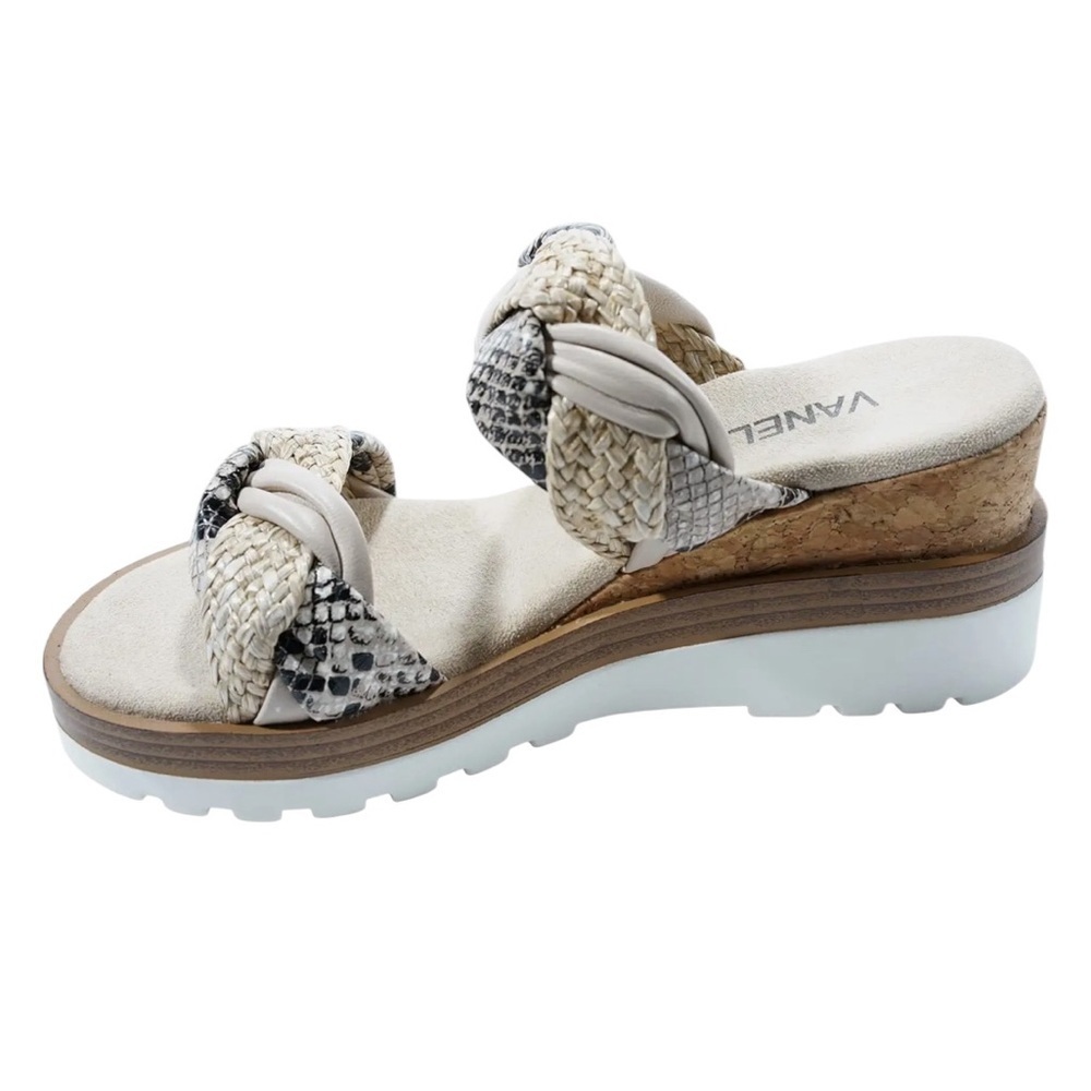 Vaneli® Chelsa Leather Cutout Slide Sandals – Size 8.5